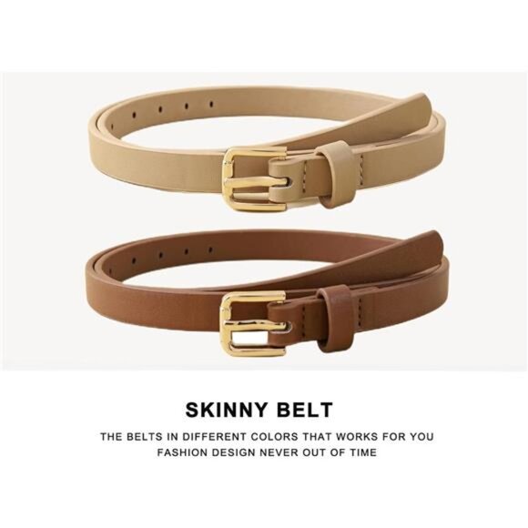 4 Pack Women Skinny Belts for Jeans Dress Thin Waist Belt for Ladies main image 5